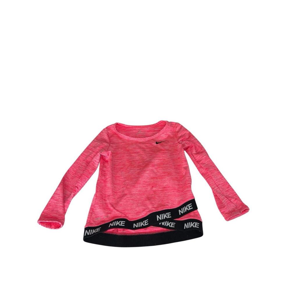 Nike Dri Fit Performance Pink Long Sleeve Crossover Athletic Top Girl's 24M
